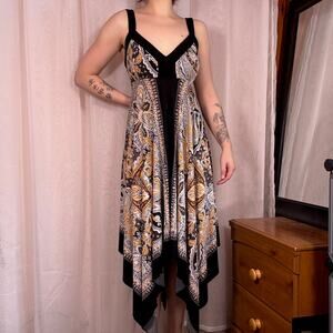 Dressbarn Paisley Handkerchief Hem Midi Dress Size 10 Boho Festival
